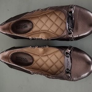 Michael Kors Joyce Ballet Flats Copper Color Gold Nickel Metallic Signature
